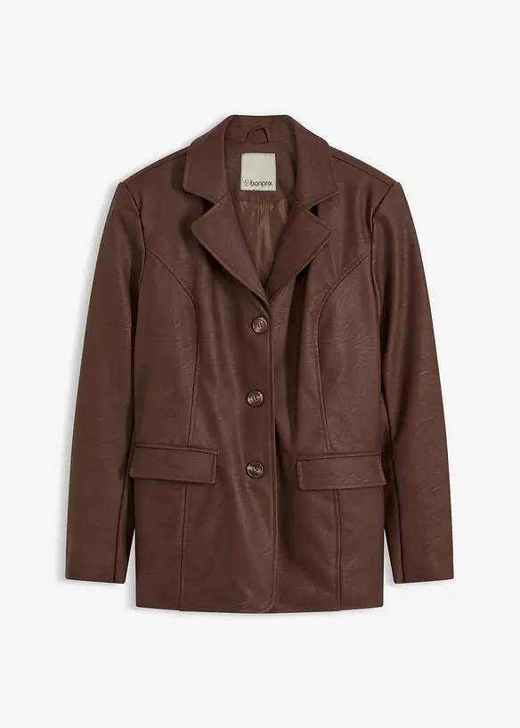 Blazer lungo in similpelle, bonprix