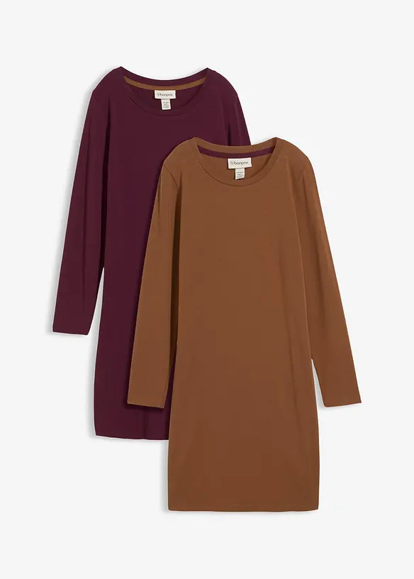 Abito in jersey aderente (pacco da 2), bonprix