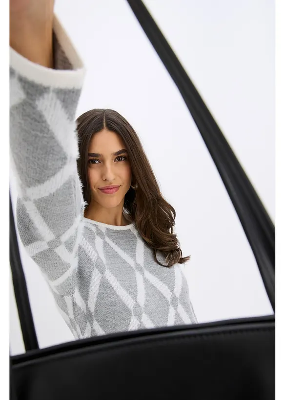 Abito in maglia a rombi in filato piumato, bonprix