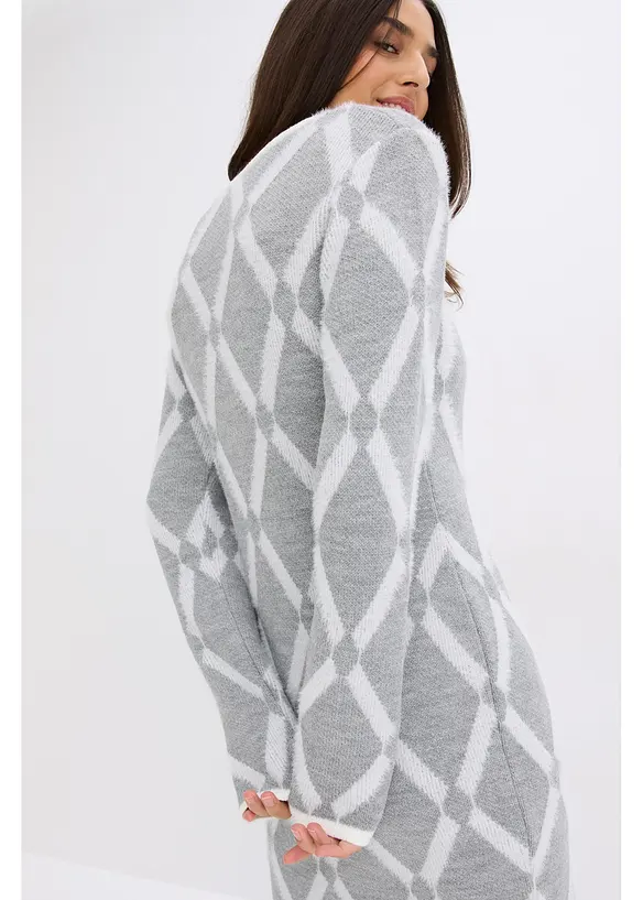 Abito in maglia a rombi in filato piumato, bonprix