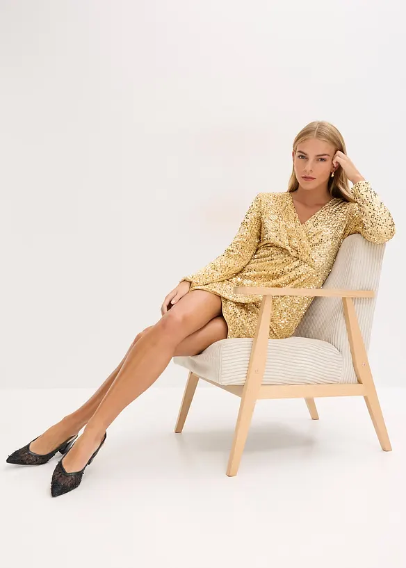 Abito di paillettes in velluto morbido, bonprix