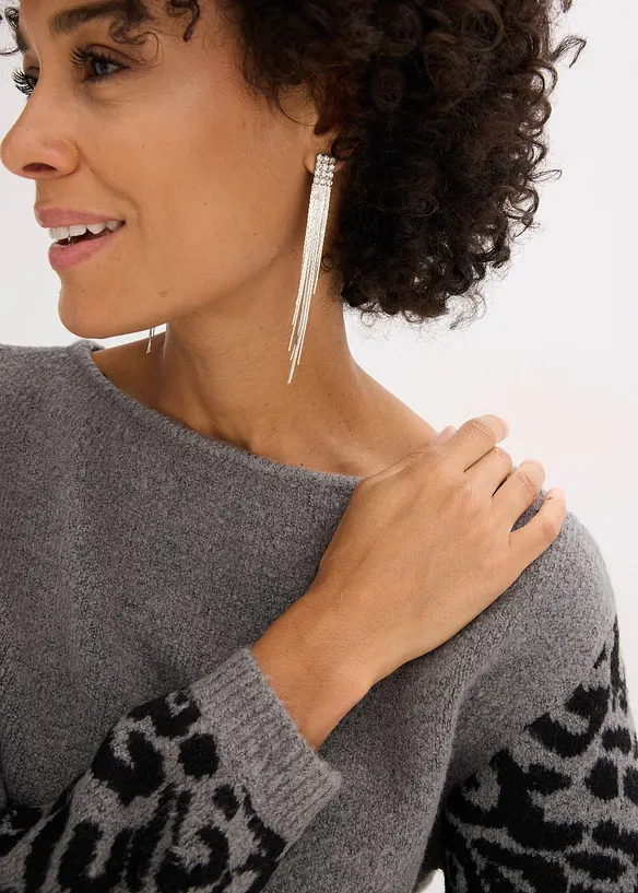 Maglione con maniche leopardate, bonprix