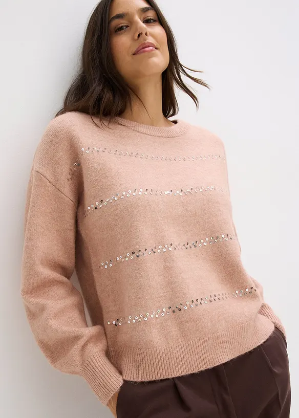 Maglione boxy con paillettes, bonprix