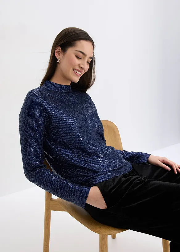Blusa con paillettes, bonprix