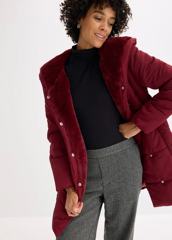 Giacca trapuntata con inserto in pelliccia sintetica, bonprix