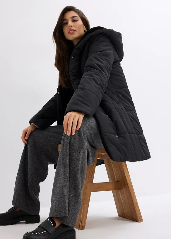 Giacca trapuntata con inserto in pelliccia sintetica, bonprix