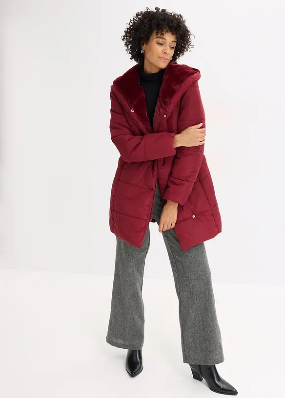 Giacca trapuntata con inserto in pelliccia sintetica, bonprix