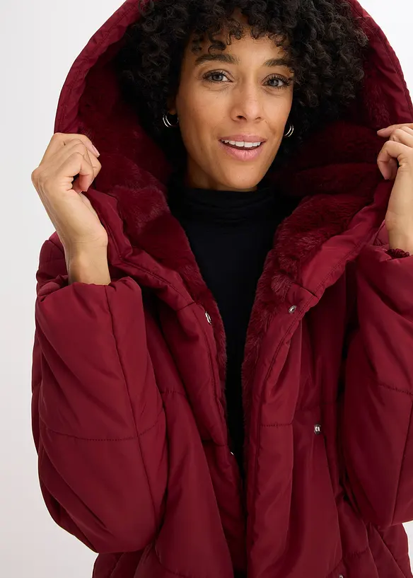 Giacca trapuntata con inserto in pelliccia sintetica, bonprix