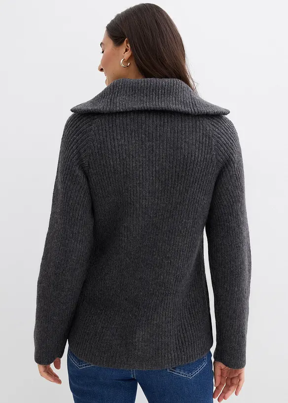 Maglione a coste con zip, bonprix