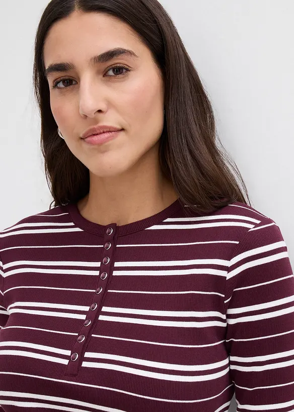 Maglia a maniche lunghe a coste in misto cotone biologico, bonprix