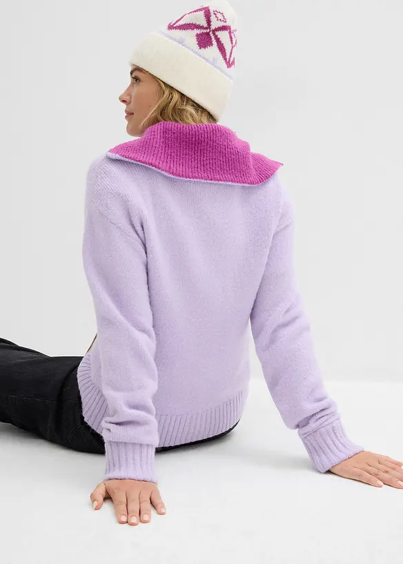 Maglione con collo alto e zip, bonprix