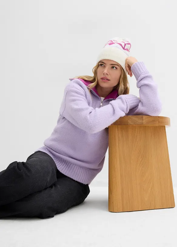 Maglione con collo alto e zip, bonprix