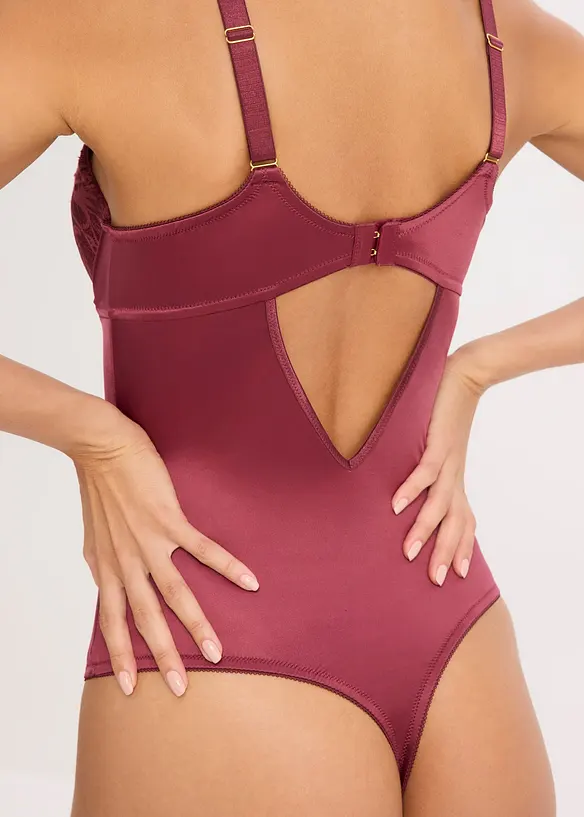 Body con perizoma e spalline imbottite, bonprix