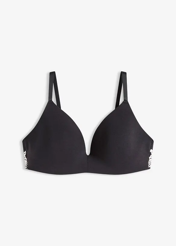 Reggiseno senza ferretto con coppe preformate, cotone biologico e pizzo, bonprix