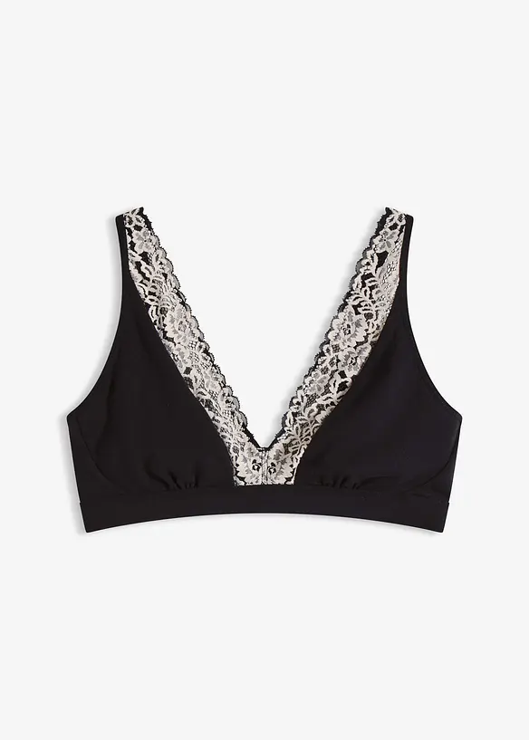 Bralette senza ferretto con cotone biologico e pizzo, bonprix