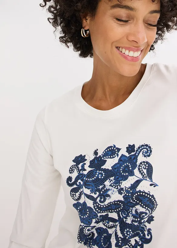 Maglia a maniche lunghe con stampa, bonprix