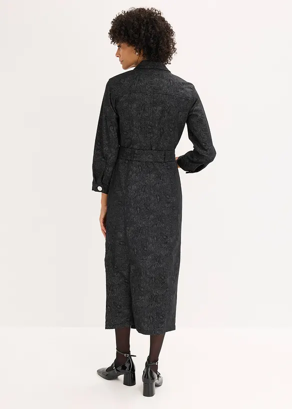 Abito in twill con cintura (set   2 pezzi), bonprix