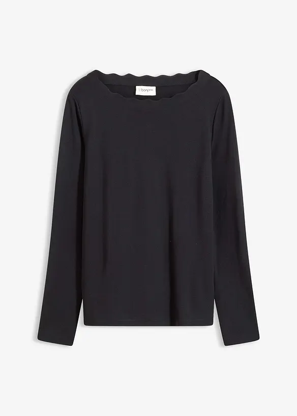 Maglia con scollo ondulato in punto di Roma, bonprix