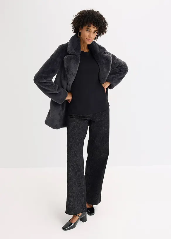 Maglia con scollo ondulato in punto di Roma, bonprix