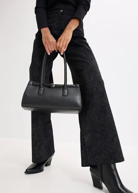 Pantaloni a gamba larga in stretch di cotone, bonprix