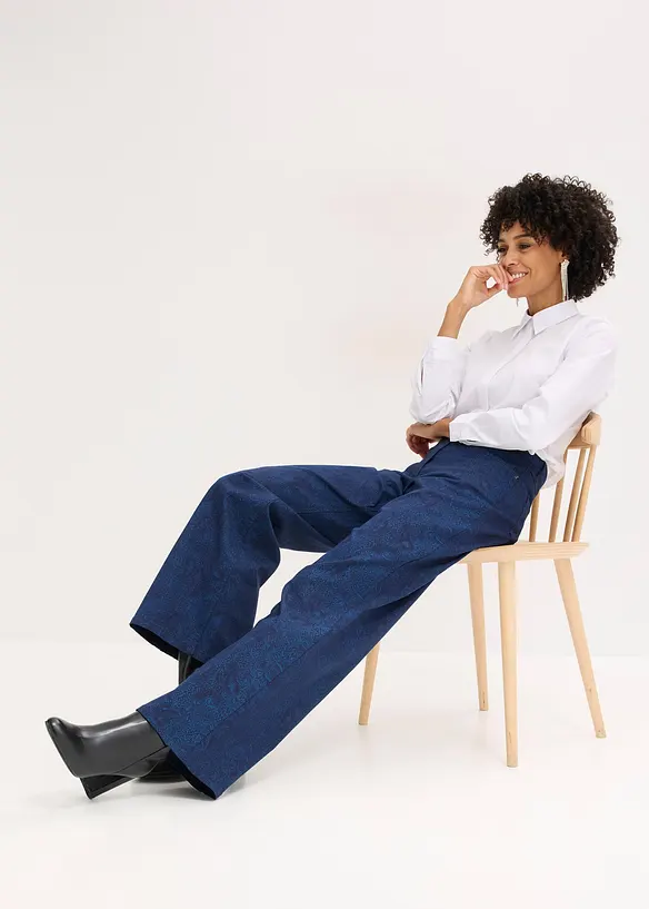 Pantaloni a gamba larga in stretch di cotone, bonprix