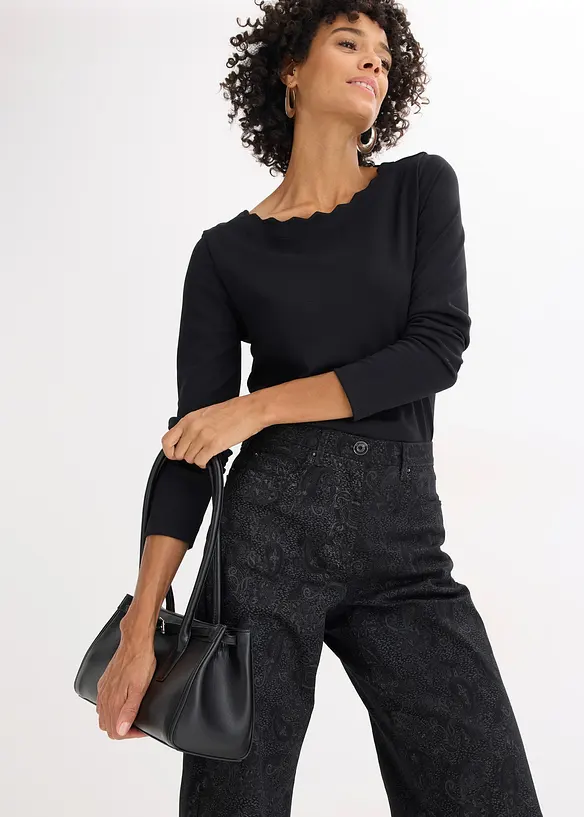 Pantaloni a gamba larga in stretch di cotone, bonprix