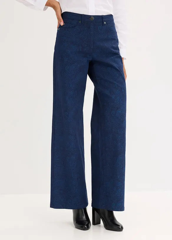 Pantaloni a gamba larga in stretch di cotone, bonprix