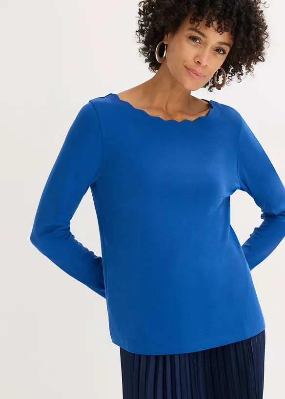 Maglia con scollo ondulato in punto di Roma, bonprix