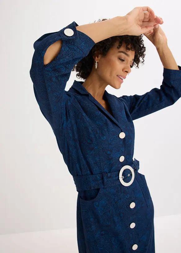 Abito in twill con cintura (set   2 pezzi), bonprix