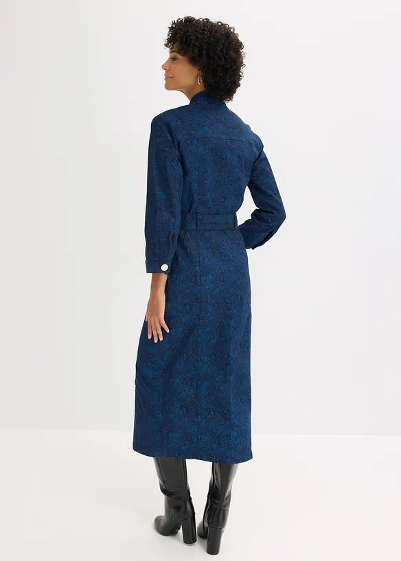 Abito in twill con cintura (set   2 pezzi), bonprix