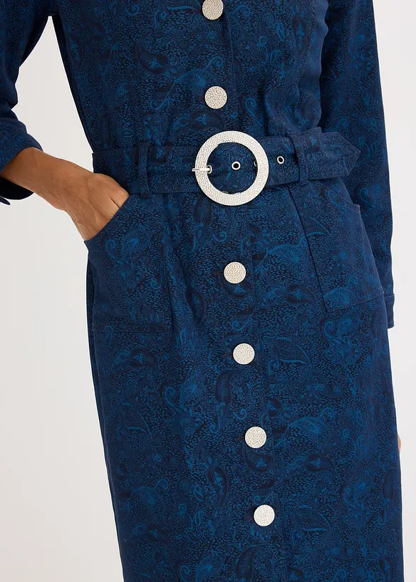 Abito in twill con cintura (set   2 pezzi), bonprix