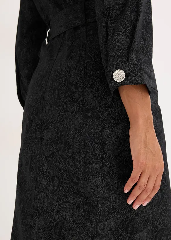 Abito in twill con cintura (set   2 pezzi), bonprix