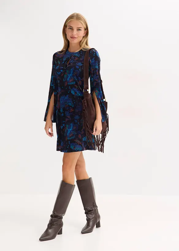 Miniabito in velluto fluente, bonprix