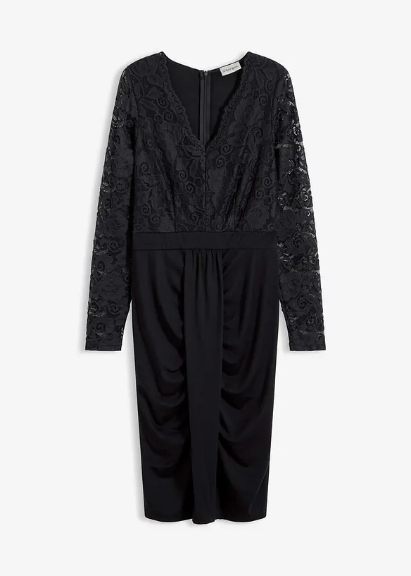 Abito in pizzo con drappeggio, bonprix