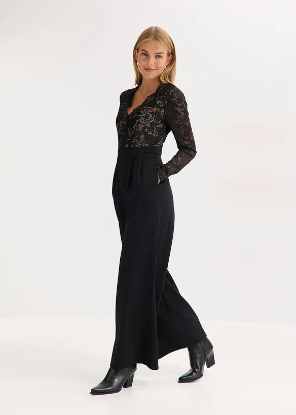 Tuta elegante in jersey con pizzo, bonprix