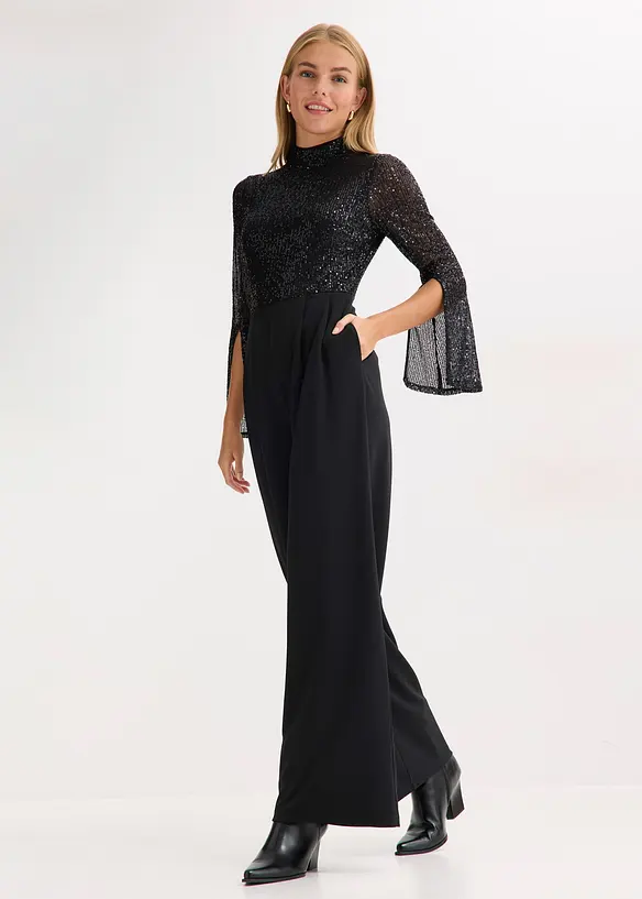 Tuta in jersey con paillettes, bonprix