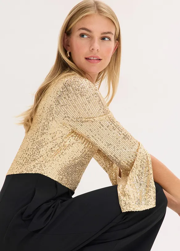 Tuta in jersey con paillettes, bonprix