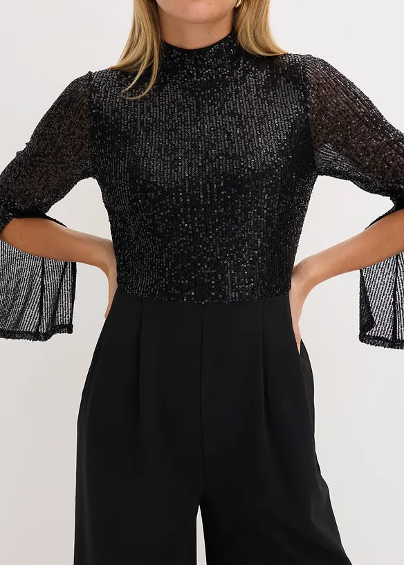 Tuta in jersey con paillettes, bonprix