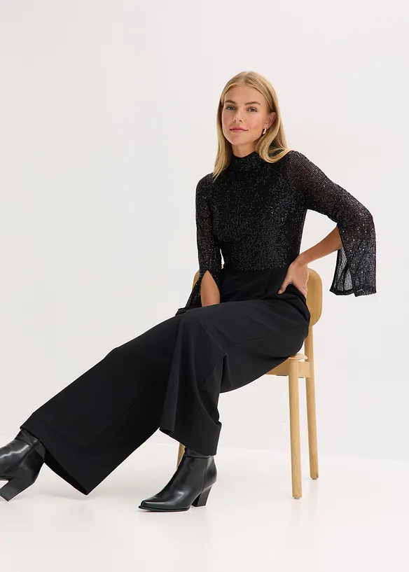 Tuta in jersey con paillettes, bonprix