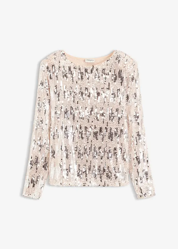Maglia a maniche lunghe con paillettes, bonprix