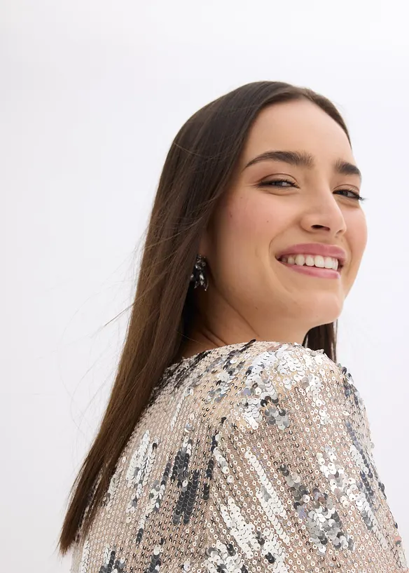 Maglia a maniche lunghe con paillettes, bonprix