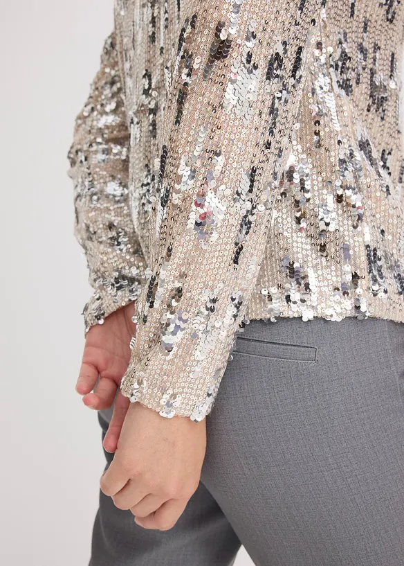 Maglia a maniche lunghe con paillettes, bonprix