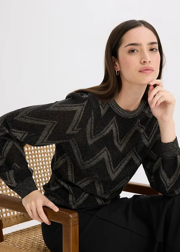 Maglione in filato fine con effetto glitterato, bonprix