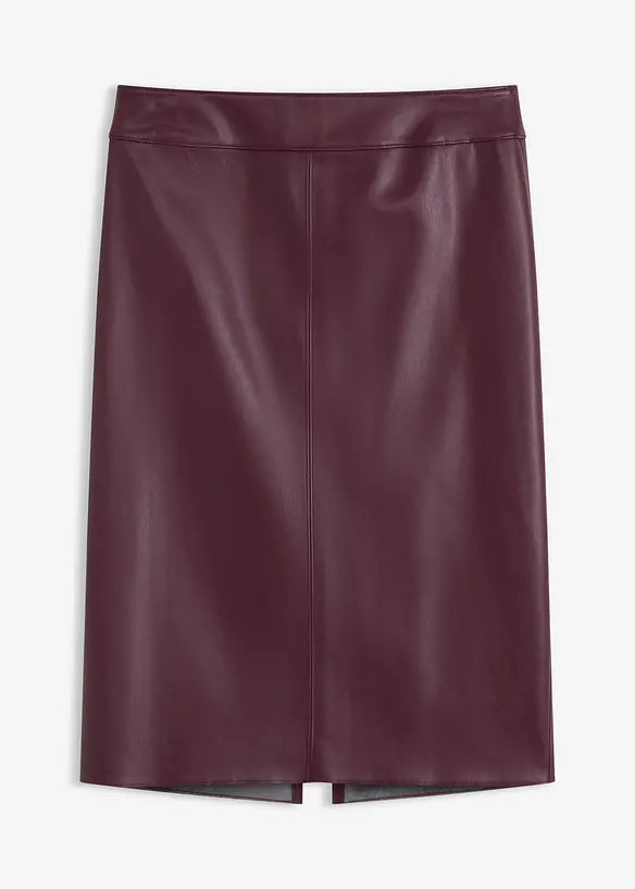 Gonna al ginocchio in similpelle con vestibilità aderente, bonprix