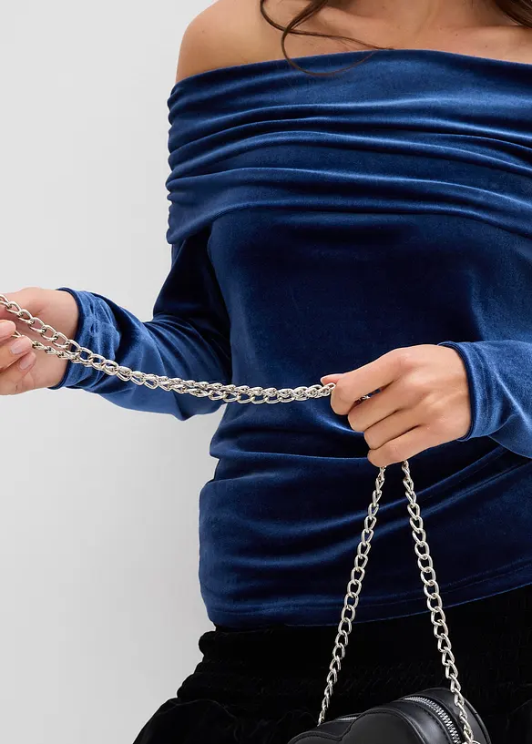 Maglia con spalle scoperte in velluto morbido, bonprix