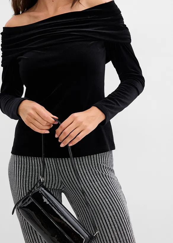 Maglia con spalle scoperte in velluto morbido, bonprix