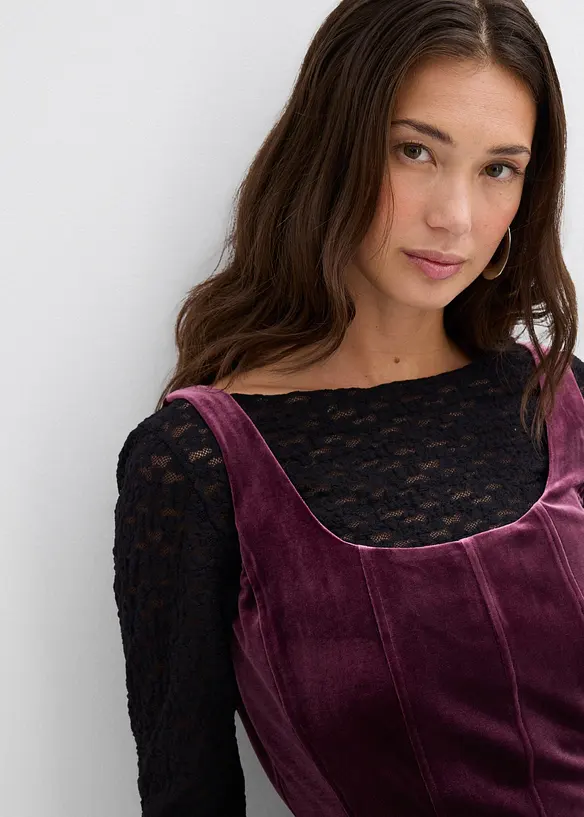 Abito bustier in morbido velluto, bonprix