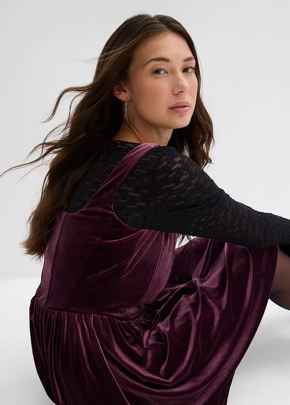 Abito bustier in morbido velluto, bonprix