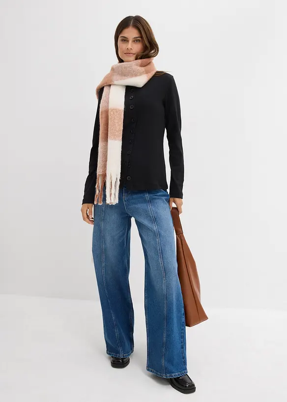 Maglia a maniche lunghe a coste in puro cotone, bonprix