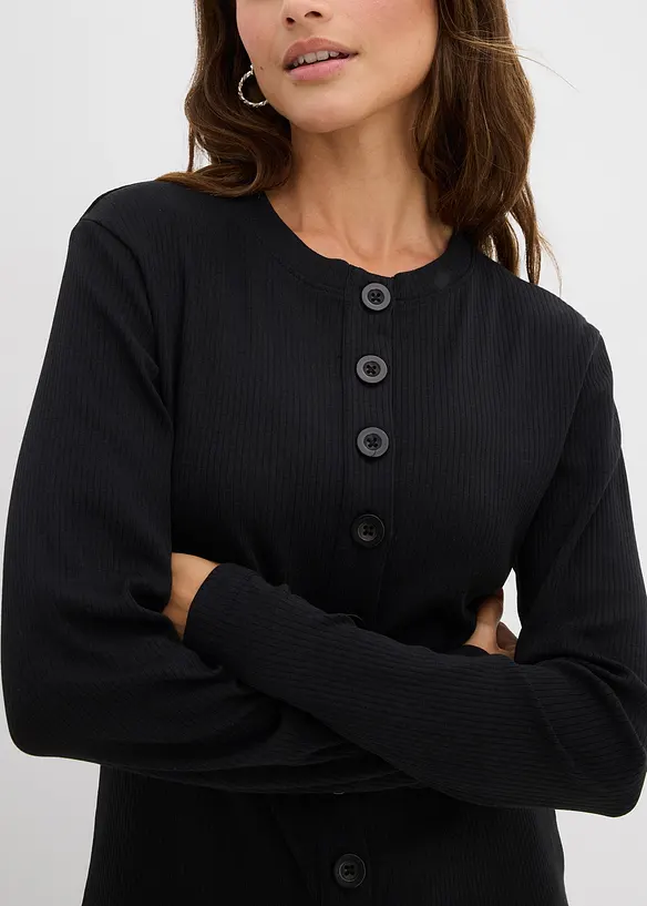 Maglia a maniche lunghe a coste in puro cotone, bonprix